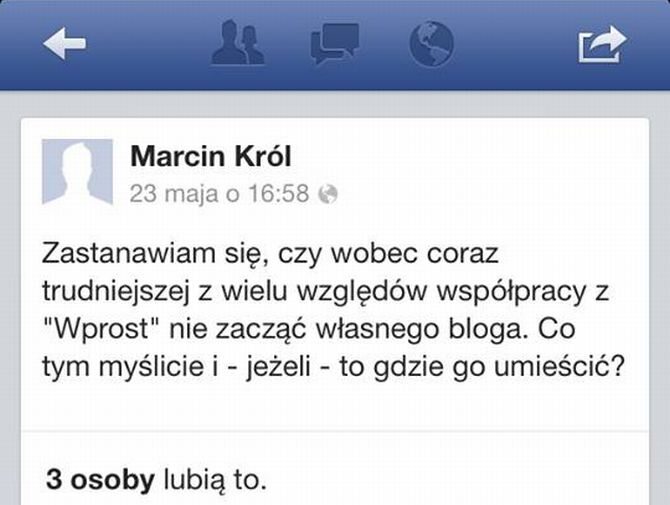 Zrzut ekranu - wpis prof. Marcina KrĂłla na Facebooku (fot. Facebook)