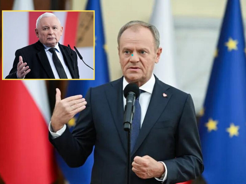 Kaczyński grozi, iż „KO chce zrobić z ludzi zwierzęta”. Tusk odpowiedział jednym zdaniem