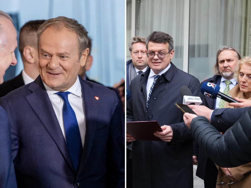 Nowi sędziowie weszli do budynku TK. Tusk zareagował na słowa Dudy: Ucieszyły mnie