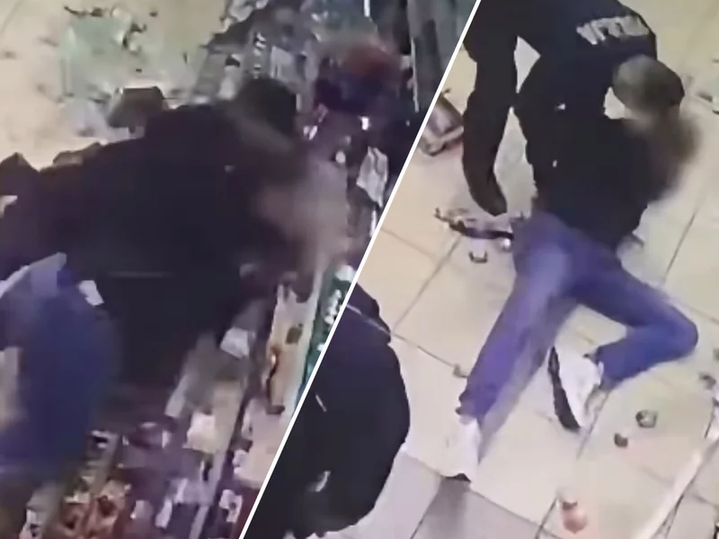 Skakał po samochodach, potem zaczął demolować sklep. Wszystko się nagrało